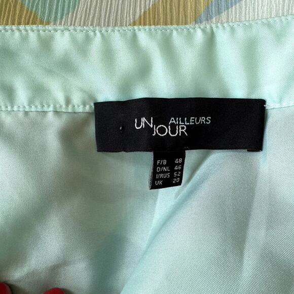 Un Jour Ailleurs 100% Silk 3 Piece Set Top Skirt Shawl Women's Size 14 - Picture 8 of 9